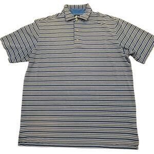 FootJoy FJ Striped Polo Shirt Mens XL Blue White Golf Casual Performance
